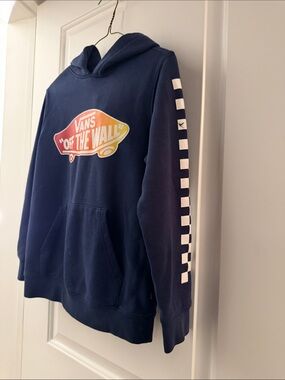Vans Navy Crewneck Hoodie with Gradient 'Off The Wall' Logo